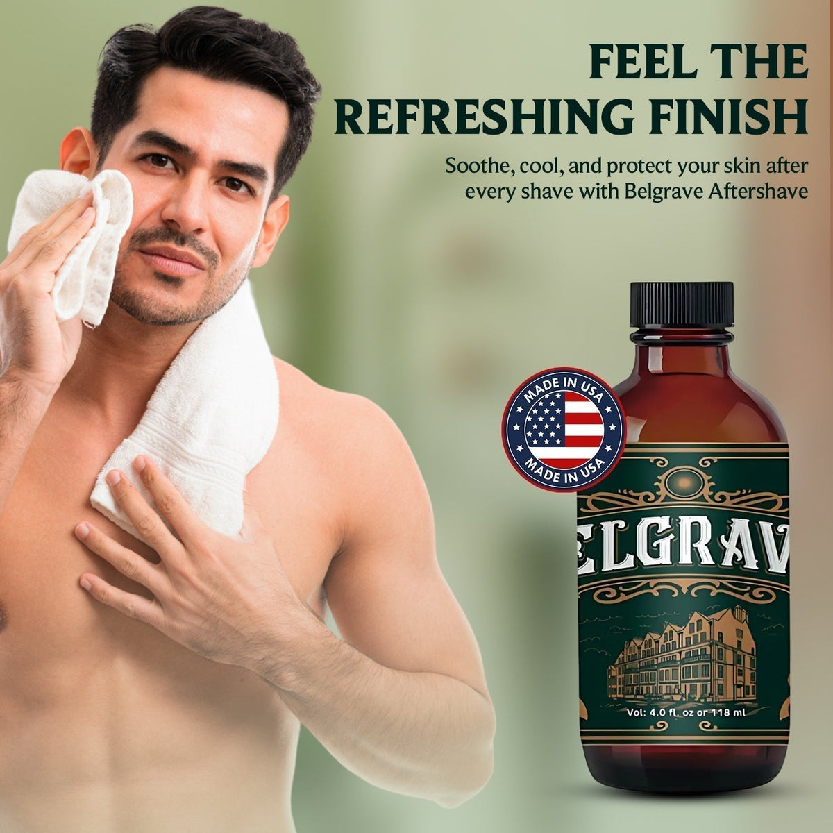 Complete men's shaving kit with tallow soap brush and aftershave