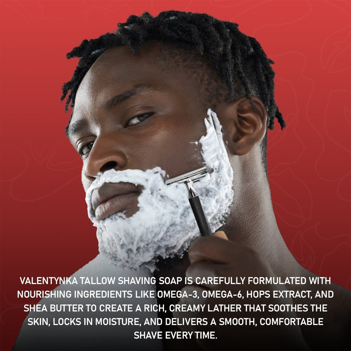 Straight razor with tallow shaving soap lather on brush