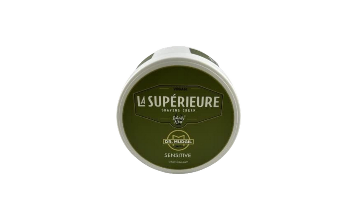WhollyKaw sensitive-skin shaving cream with green tea and beta carotene