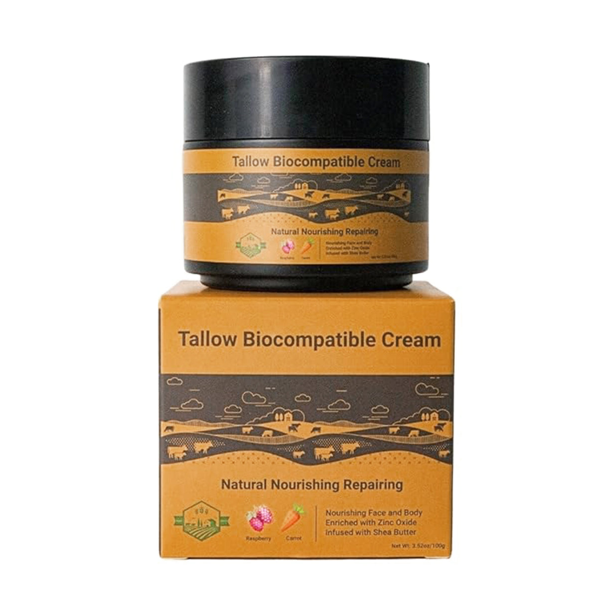 Wholly Kaw tallow zinc oxide cream jar and retail box packaging — fragrance-free barrier cream